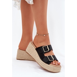 Inna Chanclas para mujeres con cuña con trenza y abrazaderas negras negro 6