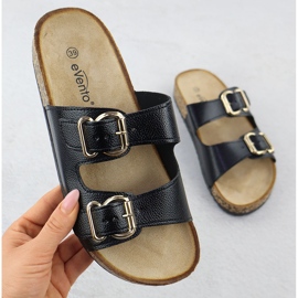 EVento Chanclas para mujeres con abrazaderas negras 7220 negro 1 EVento Chanclas para mujeres con abrazaderas negras 7220 negro 1