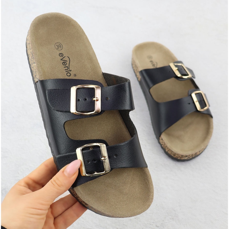 EVento Chanclas para mujeres con abrazaderas negras 8323 negro 1