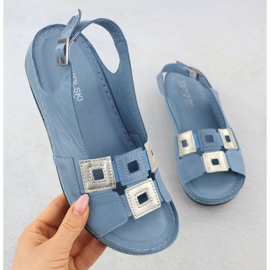 Las cómodas sandalias de cuero para mujeres para cuñas azules T.Sokolski L25-178 1