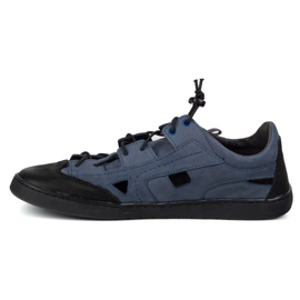 Zapatos de cuero descalzo para hombres Olivier 320kz con ventilación azul marino 1