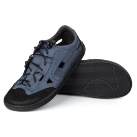 Zapatos de cuero descalzo para hombres Olivier 320kz con ventilación azul marino 3