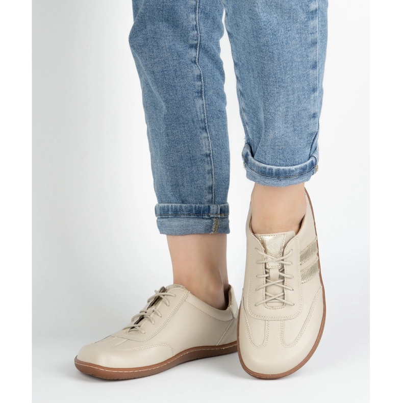 Olivier Zapatos minimalistas de cuero para mujeres descalzo 1287 zapatillas beige 2