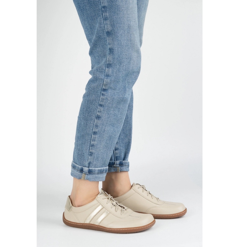 Olivier Zapatos minimalistas de cuero para mujeres descalzo 1287 zapatillas beige 1