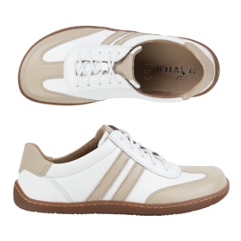 Olivier Zapatos de cuero minimalista de mujeres descalzos 1287 blanco con zapatillas beige 10