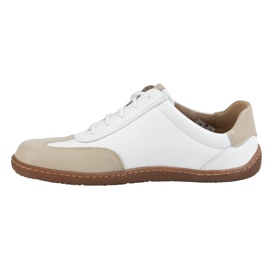 Olivier Zapatos de cuero minimalista de mujeres descalzos 1287 blanco con zapatillas beige 4