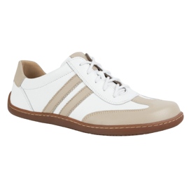 Olivier Zapatos de cuero minimalista de mujeres descalzos 1287 blanco con zapatillas beige 6