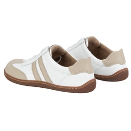 Olivier Zapatos de cuero minimalista de mujeres descalzos 1287 blanco con zapatillas beige 8