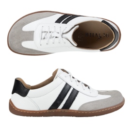 Olivier Zapatos de cuero minimalista de mujeres descalzos 1287 blanco con zapatillas negras 1