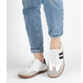 Olivier Zapatos de cuero minimalista de mujeres descalzos 1287 blanco con zapatillas negras 3