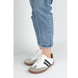 Olivier Zapatos de cuero minimalista de mujeres descalzos 1287 blanco con zapatillas negras 4