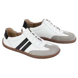 Olivier Zapatos de cuero minimalista de mujeres descalzos 1287 blanco con zapatillas negras 6