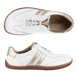 Olivier Zapatos minimalistas de cuero para mujeres descalzo 1287 blancos con zapatillas doradas 7