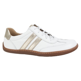 Olivier Zapatos minimalistas de cuero para mujeres descalzo 1287 blancos con zapatillas doradas 2