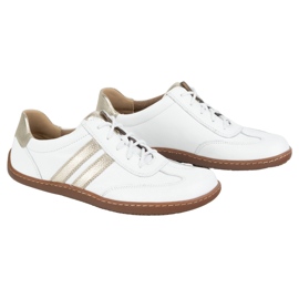 Olivier Zapatos minimalistas de cuero para mujeres descalzo 1287 blancos con zapatillas doradas 3