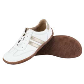 Olivier Zapatos minimalistas de cuero para mujeres descalzo 1287 blancos con zapatillas doradas 5