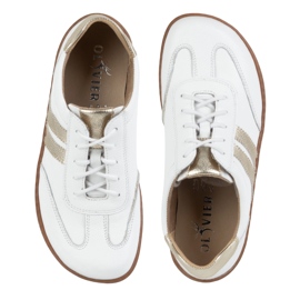 Olivier Zapatos minimalistas de cuero para mujeres descalzo 1287 blancos con zapatillas doradas 6