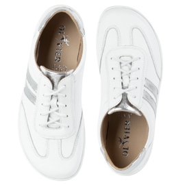 Olivier Zapatos minimalistas de cuero para mujeres descalzo 1287 blanco con zapatillas plateadas 6