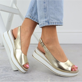 Sandalias de cuero metálico de Filippo Golden dorado 4