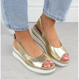 Sandalias de cuero metálico de Filippo Golden dorado 6