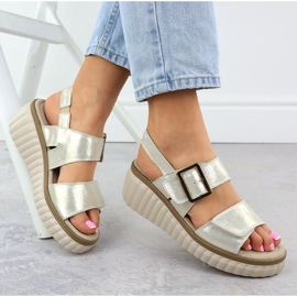 Filippo 7040 Sandalias de cuero para mujeres de cuero dorado 4