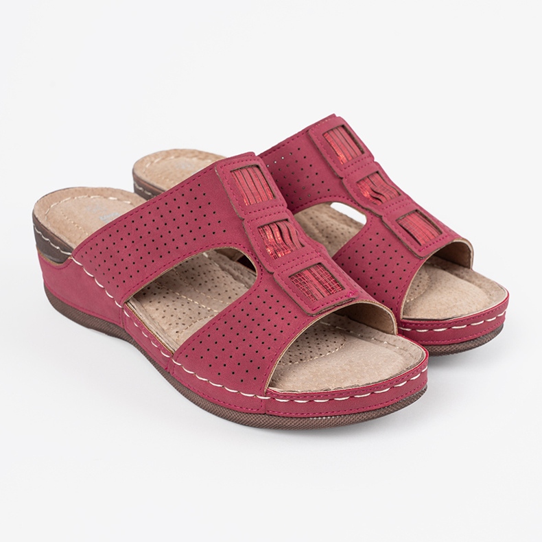 Shelvt Zapatillas de mujer roja en la plataforma rojo 2