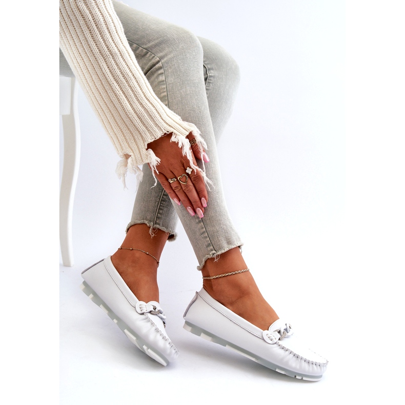 Mocasines Mujer Piel Con Adorno, Blanco S.Barski LR339 4