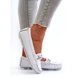 Mocasines Mujer Piel Con Adorno, Blanco S.Barski LR339 3