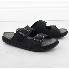 Zapatillas casa hombre cómodas piel con hebillas negro T.Sokolski Fs M01 2