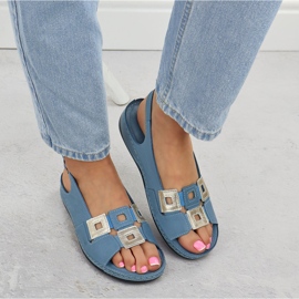 Las cómodas sandalias de cuero para mujeres para cuñas azules T.Sokolski L25-178 6