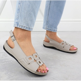 Las cómodas sandalias de cuero para mujeres para cuñas grises T.Sokolski L25-178 4