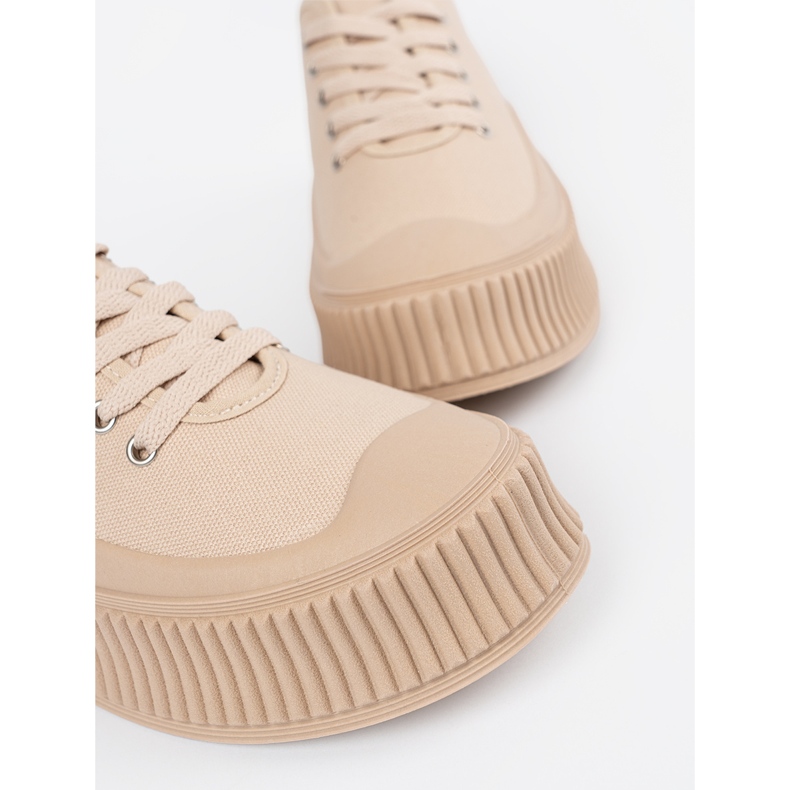 Deportivas mujer beige con cordones y plataforma 1