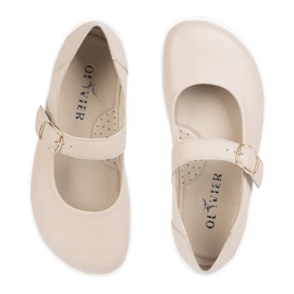 Ballerinas de mujeres descalzos Olivier 1770pol de cuero con hebilla de color beige 10