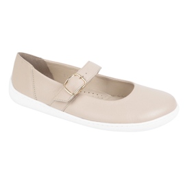 Ballerinas de mujeres descalzos Olivier 1770pol de cuero con hebilla de color beige 5