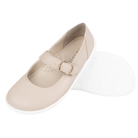 Ballerinas de mujeres descalzos Olivier 1770pol de cuero con hebilla de color beige 6