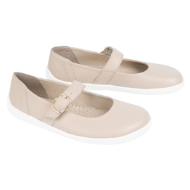 Ballerinas de mujeres descalzos Olivier 1770pol de cuero con hebilla de color beige 7