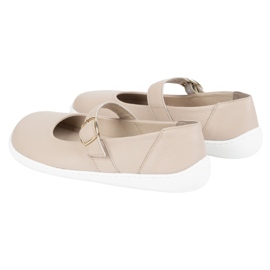 Ballerinas de mujeres descalzos Olivier 1770pol de cuero con hebilla de color beige 9