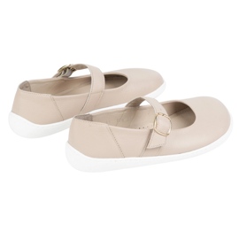 Ballerinas de mujeres descalzos Olivier 1770pol de cuero con hebilla de color beige 11