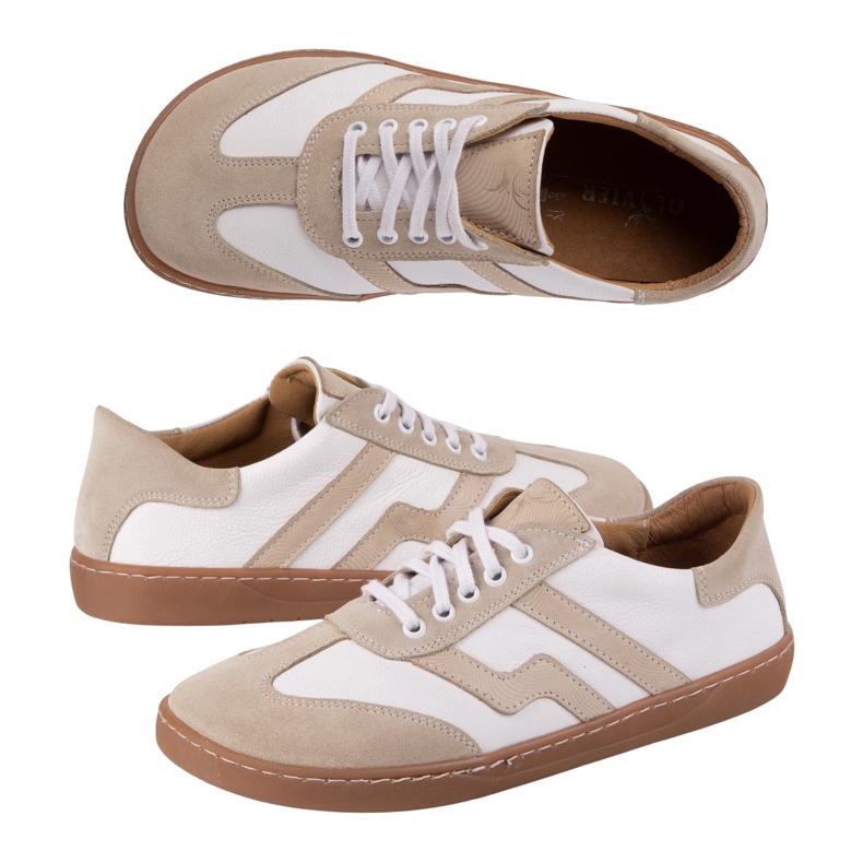 Zapatos de cuero para mujeres descalzos Olivier Eliza Białe blanco 2