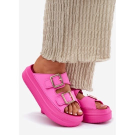 Inna Flip Flip Flip Flip en la plataforma con hebillas doradas Fucsia rosado 1