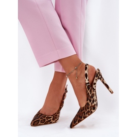 Inna Sandalias decoradas en un estampado de leopardo de tacón alto marrón 3