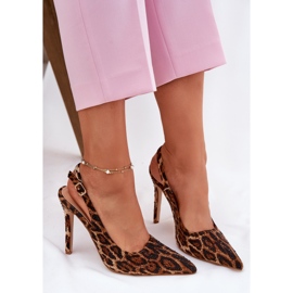 Inna Sandalias decoradas en un estampado de leopardo de tacón alto marrón 8