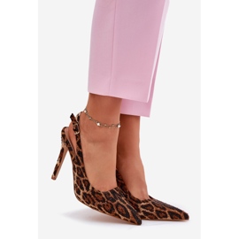 Inna Sandalias decoradas en un estampado de leopardo de tacón alto marrón 1
