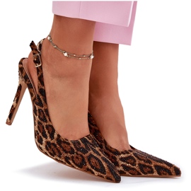 Inna Sandalias decoradas en un estampado de leopardo de tacón alto marrón 10