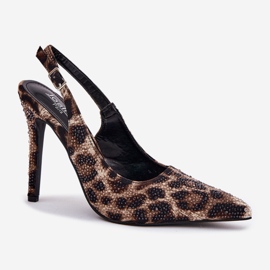 Inna Sandalias decoradas en un alfiler de beige y estampado de leopardo negro 4