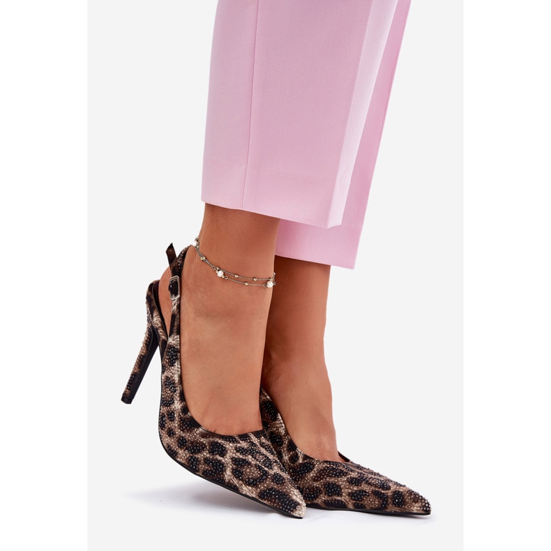 Inna Sandalias decoradas en un alfiler de beige y estampado de leopardo negro 1