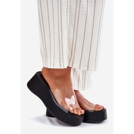 Inna Zapatillas para mujeres con un cinturón de cuña negro transparente 1 Inna Zapatillas para mujeres con un cinturón de cuña negro transparente 1