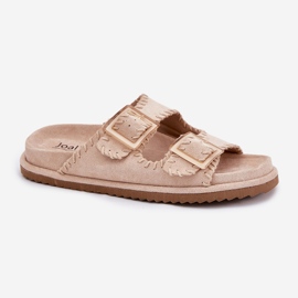Inna Chanclas para mujeres con hebillas y dobladillo beige decorativo 4