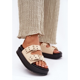 Inna Flip Flip Flip con hebillas en la plataforma beige 2