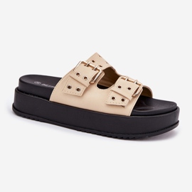 Inna Flip Flip Flip con hebillas en la plataforma beige 4